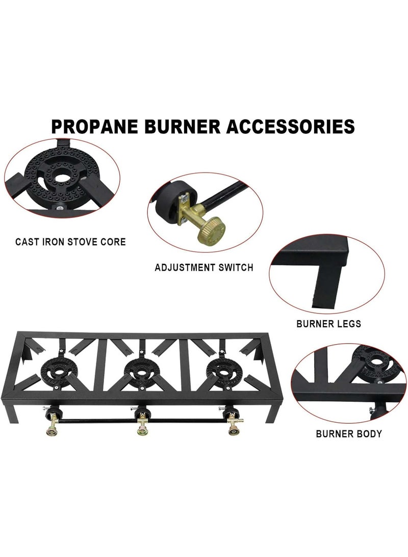 DubaiGallery Triple Burner Heavy Duty Gas Stove For Commercial Kitchens Ideal for professional food preparation environments. Built with thick cast iron material, powerful heat control, stable structure, and easy to clean surface. - Image 5